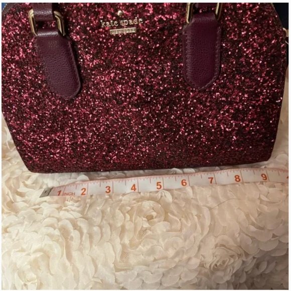 kate spade Laurel Way Glitter Mini Reiley burgundy crossbody bag purse nwot - Picture 8 of 9